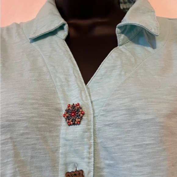 Soft Surroundings Mint Green Sleeveless Collared Button Down Lightweight Blouse - Picture 3 of 9